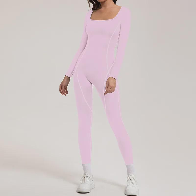 Salopetă de yoga din catifea subțire cu uscare rapidă: Haine Fitness cu Mânecă Lungă Stil European & American