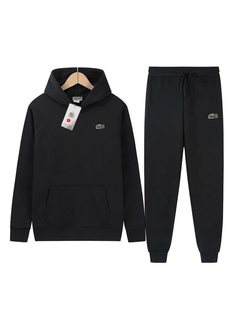 Bluza z kapturem i spodnie dresowe Unisex z haftowanym logo krokodyla - Modny strój casualowy