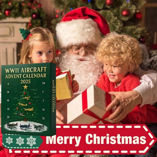 Calendar de Advent cu Avioane din Al Doilea Război Mondial 2025 Calendar de Numărătoare Inversă pentru Crăciun de 24 de Zile cu 24 Pandantive Avioane de Vânătoare de Război Cadouri Miniaturale cu Avioane pentru Iubitorii de Avioane