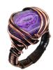 Charoite Druzy Natural Gemstone Copper Wire-Wrapped Ring US Size-8 A231