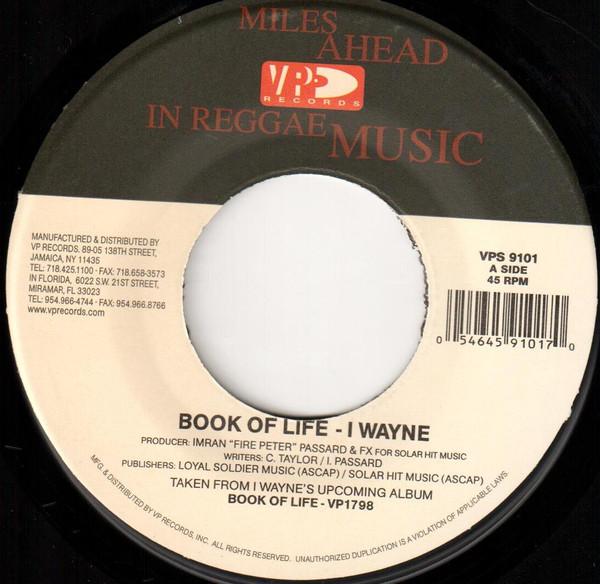 

7-дюймовая пластинка I WAYNE - Книга жизни НИКАКОЙ VP Records Ямайка Регги, Ска и Даб Б/У