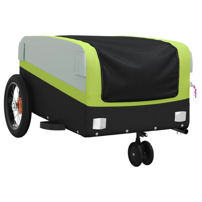 VidaXL Bicycle Trailer Black and Green 30 Kg Iron 94060