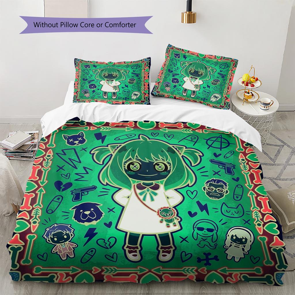 Anya Forger Pattern Bedding Quilt Set Quilt Cover Pillowcase Home Decoration Birthday Gift (1 * duvet cover + 2 * pillowcase, without core)
