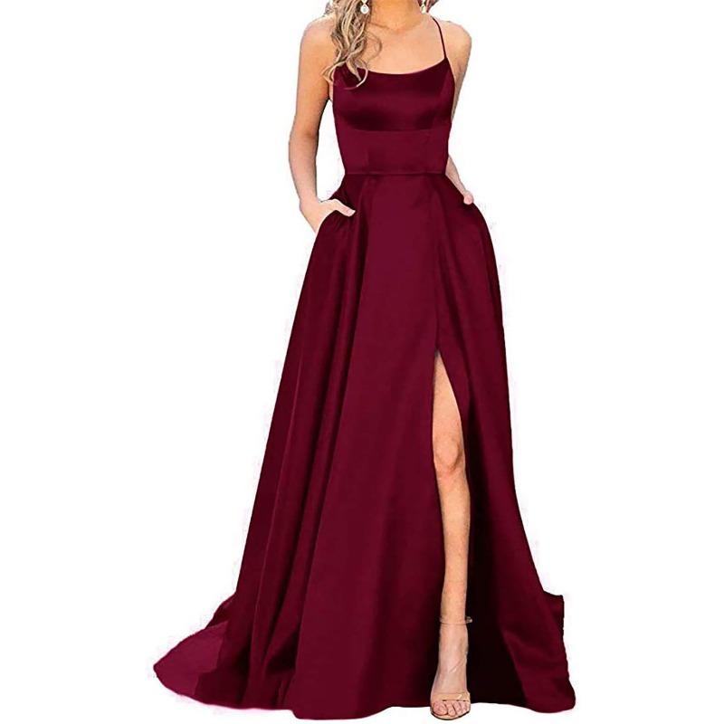 Solid color bridesmaid dress long dress thin off shoulder girlfriend fashion bridesmaid evening dress