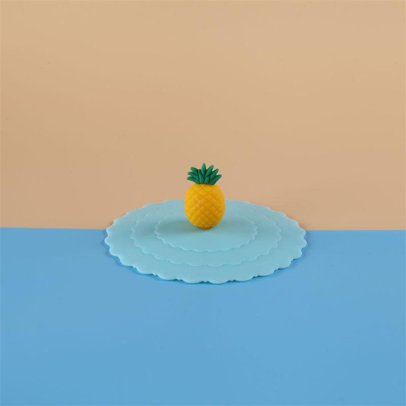 

Food-grade Universal Cup Lid Soft Cover Dust-proof Cover Cartoon Fruit Wave Versatile for Daily Use New pineapple variety синій/рожевий