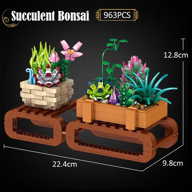 City Mini Pine Bonsai Ornaments Peach Blossom Building Blocks Sakura Decoration Potted Plant Figures Bricks Toy Children Gifts