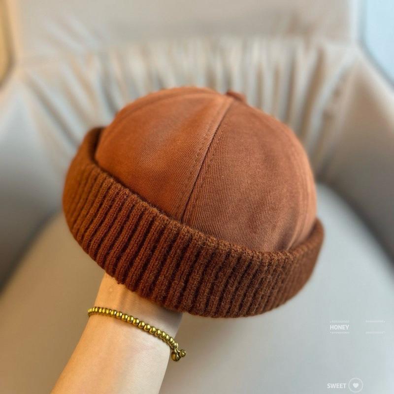 Chapeaux Rétro Sans Bord Hiver Rue Chapeau Peau de Melon Unisexe Mode Extérieure Décontracté Casquette de Marin Robe
