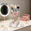 Artistic Cosmetic Brush Cup Storage Box, with Side Face Design, Nordic Style Versatile Makeup Minimalist Container Holder, for Bedroom Dressing Table
