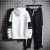 Yezai Sweatshirt and Hoodie Set for Men and Perfect for and Solid Color Casual Outerwear with Pants in Black Women, Training, Sports, Running, (hei-L)