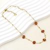 Stainless Steel and Natural Stone Gemstone Beaded Flower Necklace for Women