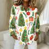 Women's Casual Christmas Print Long Sleeve Cardigan Top for Holiday Festive Wear