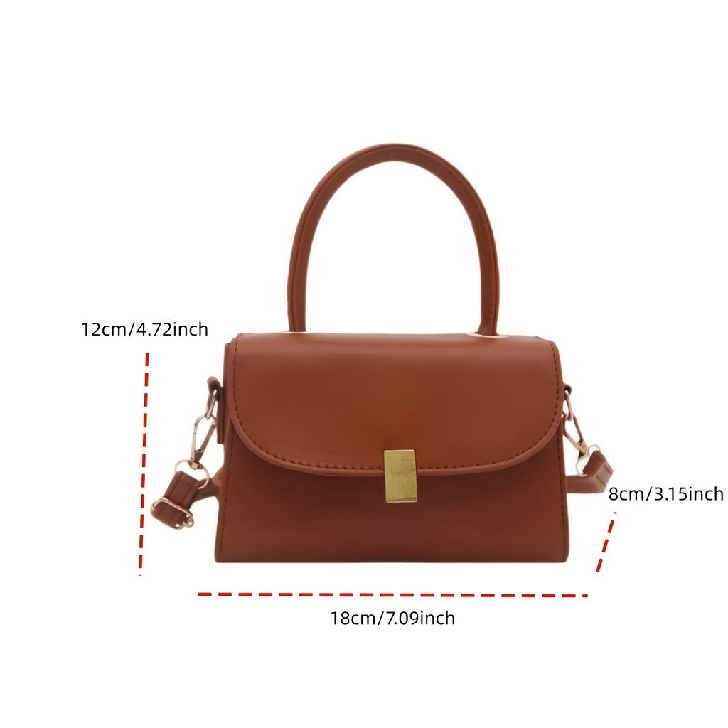 Korean style, solid color, simple small square handbag for women, elegant tote bag, suitable for commuting to work, shopping, dates, and casual wear.