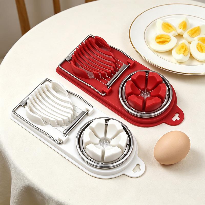 Egg Slicer - Home-use Stainless Steel Egg Cutter - Two-in-one for Removing Skin From Preserved Eggs and Splitting Eggs