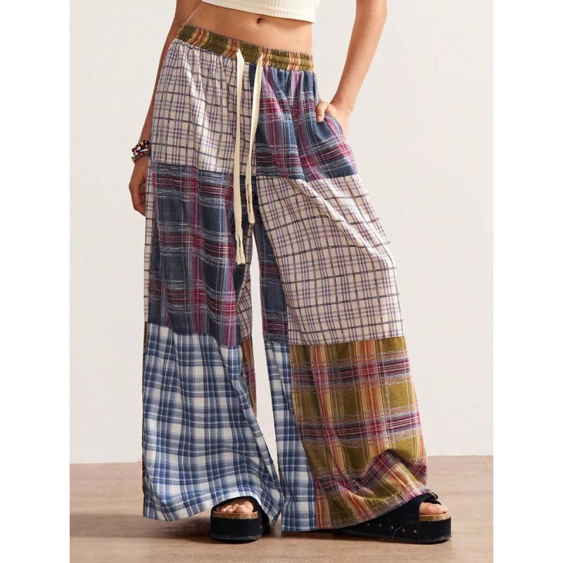 

Color Block Plaid Wide Leg Pants G71963 Small разноцветный