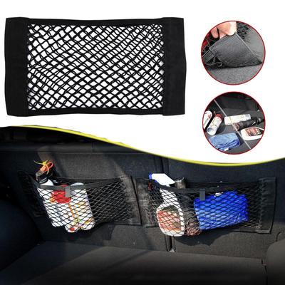 Car Back Rear Mesh Trunk Seat Elastic String Net Magic Sticker Universal Storage Bag Pocket Cage Auto Organizer Seat Back Bag
