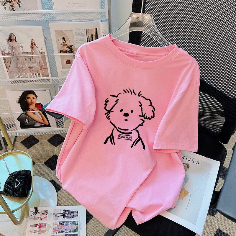 Women's Crew Neck Short Sleeve Graphic Tee Loose Fit Japanese Casual Cartoon Print T-Shirt