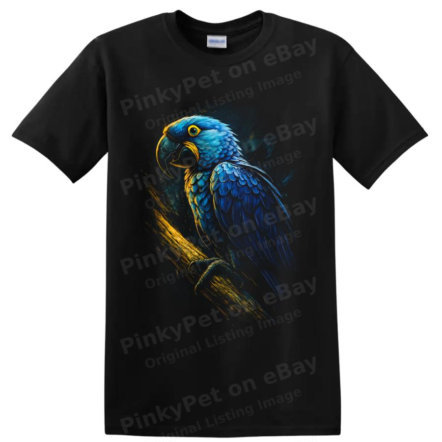 Blue Macaw Parrot T Shirt Vibrant Tropical Bird Art Wildlife Lover Graphic Tee