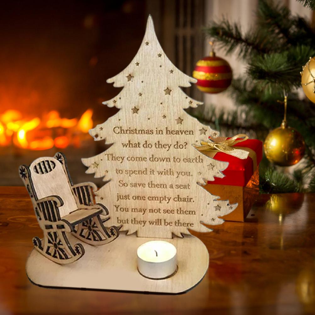 Christmas Remembrance Candle Ornament Wooden Candle Holder to Remember Loved Ones Christmas Table