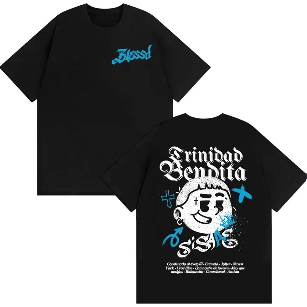

Rapper Blessd Si Sabe Album 2026 Tour T Shirt Men Women Fashion Casual Cotton T-shirts Hip Hop Vintage Short Sleeve T-shirt 4XL