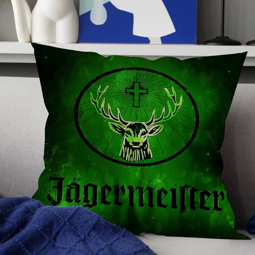Classic Jagermeister Tin Sign Bar Pub Cushion Cover Decorative Pillow Sofa Home Decor Case Pillow Cases