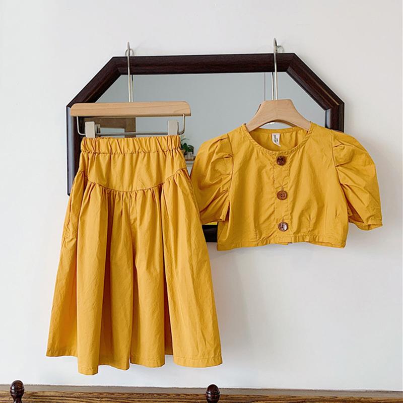 

Детский костюм для девочек, короткая однобортная рубашка + широкие брюки, комплект одежды из двух предметов для детей, повседневный 9