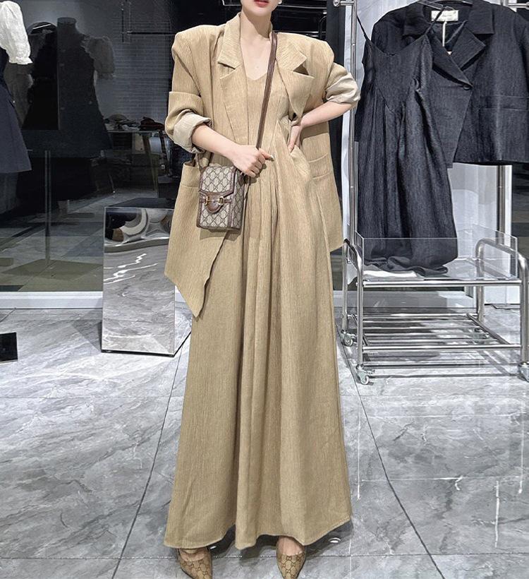 [În stoc] Set din două piese pentru femei, de primăvară/toamnă, largi și fusta lungă cu bretele