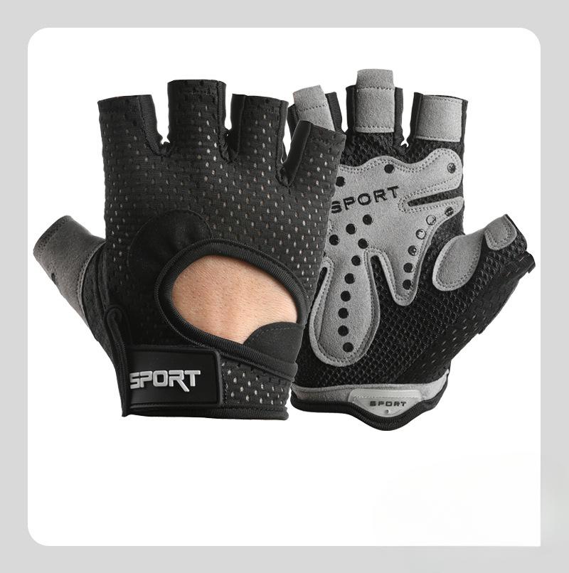 Sports Gloves Men's Women's Fitness Equipment Training Gloves Anti Slip Single Rod Riding Wear Resistant Shock Absorbing Half Finger Gloves