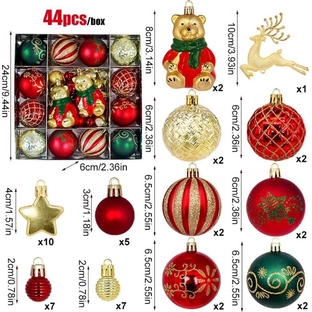Plastic Christmas Ball Pendant Round Ball Colored Ball Christmas Tree Decoration Painted Christmas Party Decoration