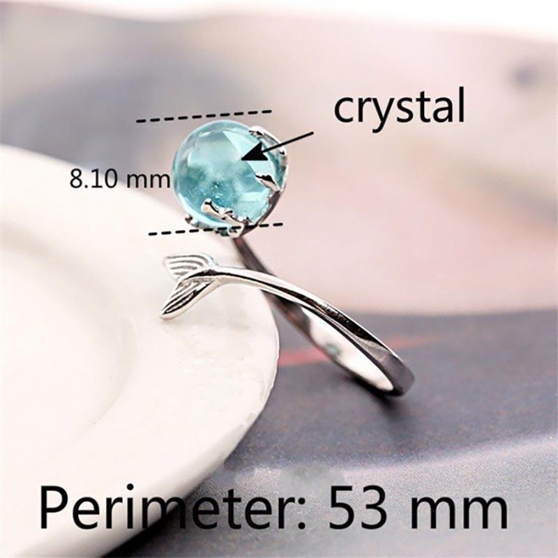 BELLA BOX Blue Crystal Mermaid Bubble Open Rings For Women Wedding Birthday Gift Fashion High Qualtiy Jewelry