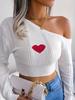 Women's One Shoulder Long Sleeve Crop Knit Top Slim Fit Elegant Solid Modal Sweater