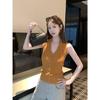 Neck knitted vest women's summer new single-breasted V-neck slim-fitting and thin temperament top