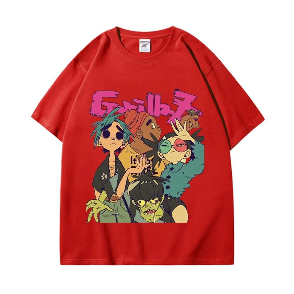 Trend Band Gorillaz Trička s potiskem Unisex Dámské High Street Fashion Oversized trička Gotické Hip Hop Tričko s krátkým rukávem