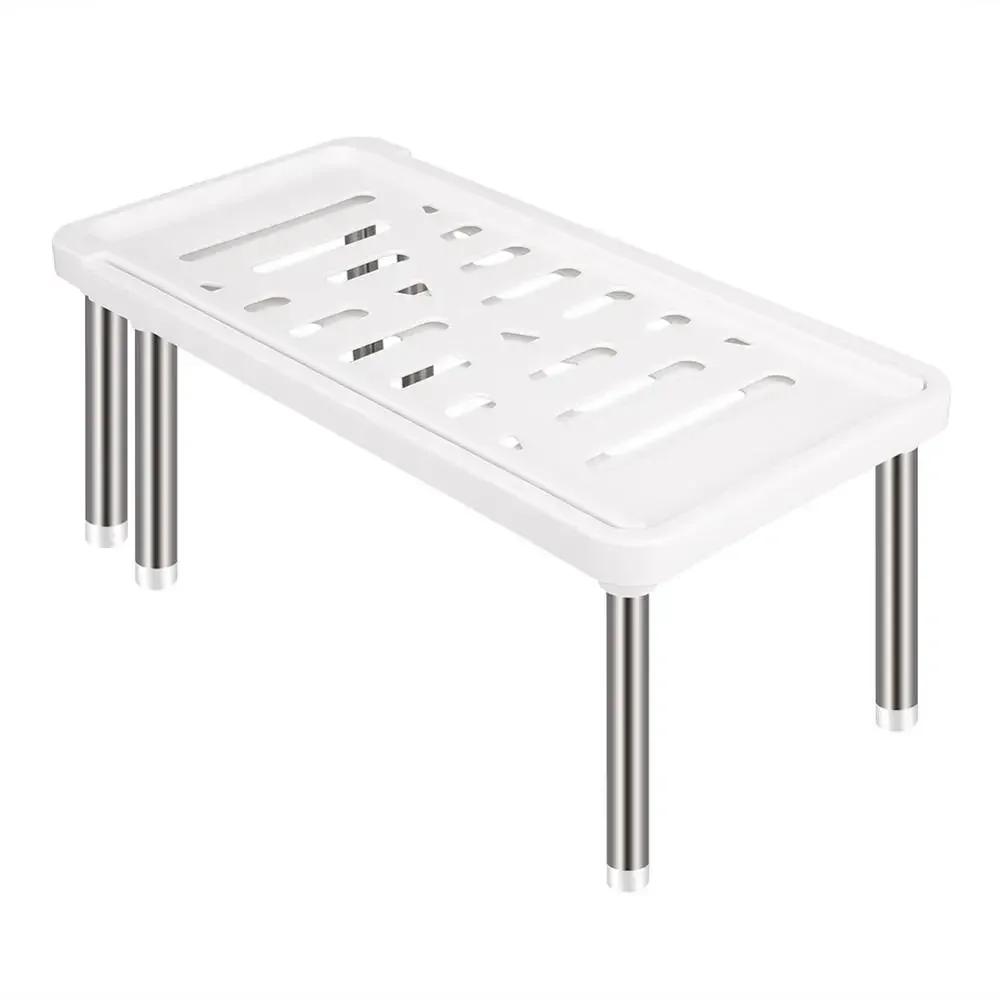 

Настольная двухслойная полка для хранения, регулируемая, штабелируемая, полипропиленовая органайзерная стойка, подходящая для офиса, гостиной, спальни, кухни, специй белый