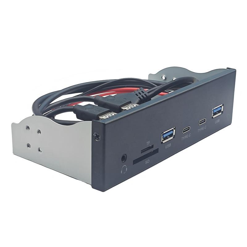 5.25-inch USB 3.2 Gen 1 Optical Drive Bay Panel with HD Audio, USB-A, USB-C, and SD/TF Card Reader