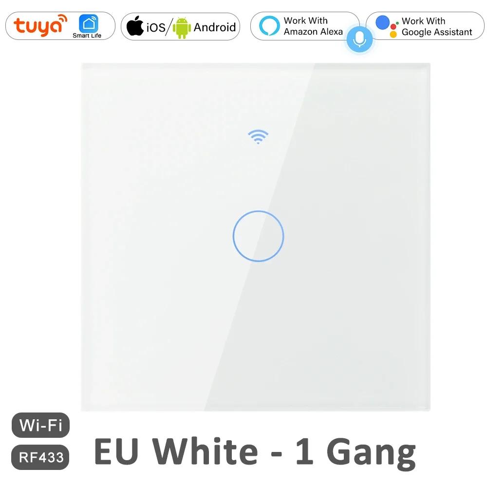 

1 2 3 4 Gang 2 3 Way WiFi RF 433mhz Tuya Smart Wireless Touch Wall Light with Switch Button 220V with no Neutral EU Alexa Google Live and Neutral