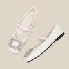 H83-3 silver casual women's shoes soft sole with large rhinestone square head shoes children's Internet celebrity ballet shoes Doudou shoes
