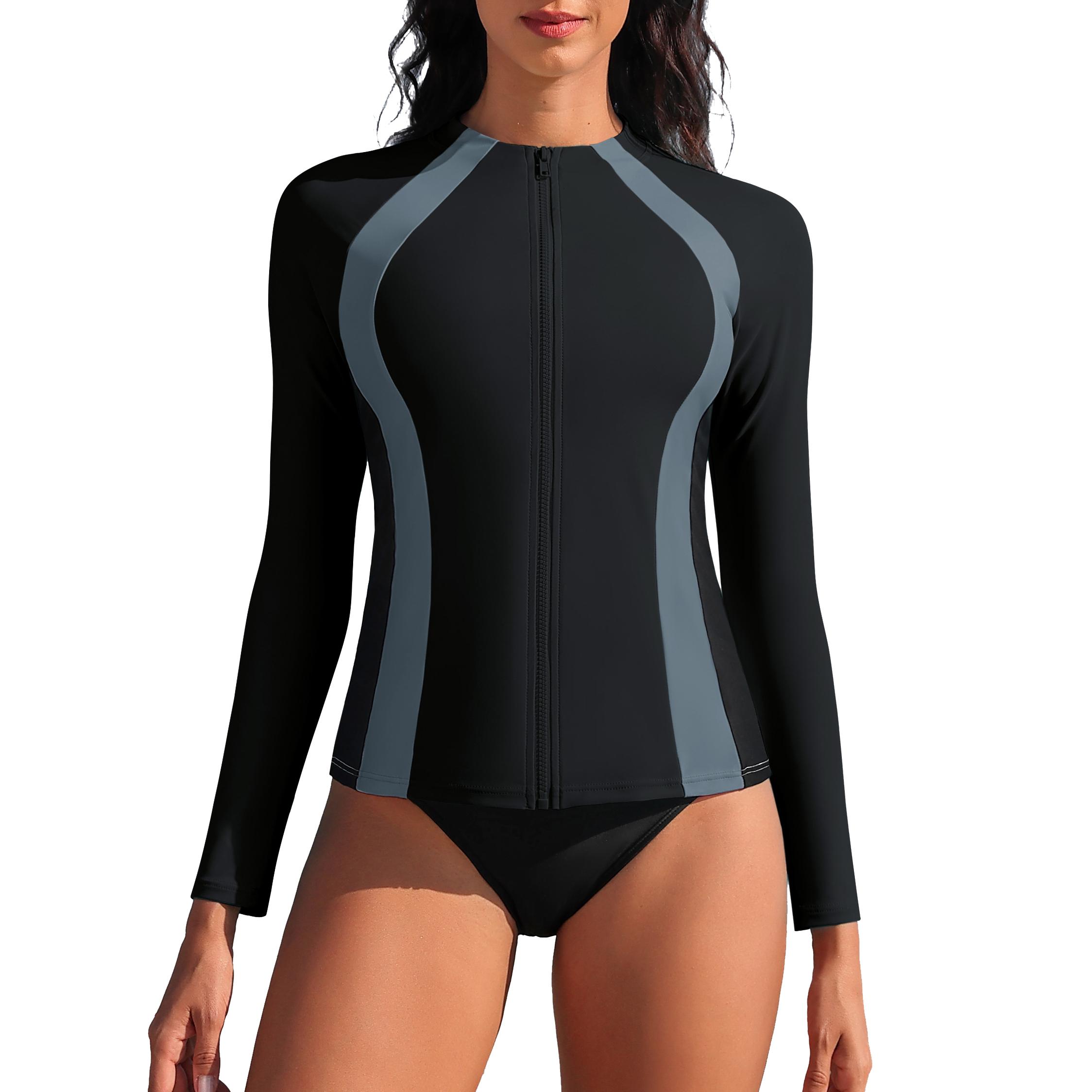 

Charmleaks Женский рашгард на молнии с защитой от УФ-излучения, рубашки рашгард с длинным рукавом M чёрный