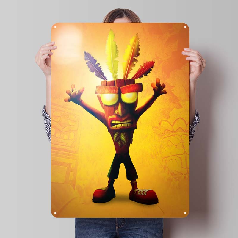 Crash Bandicoot Posters Classic Game Metal Signs Wall Art Mural Custom Tinplate Plaques for Gamers Gaming Room Decoration Retro