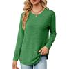 Damen Herbst Winter Solid Top Rundhals Langarm Lose Knopf T-Shirt