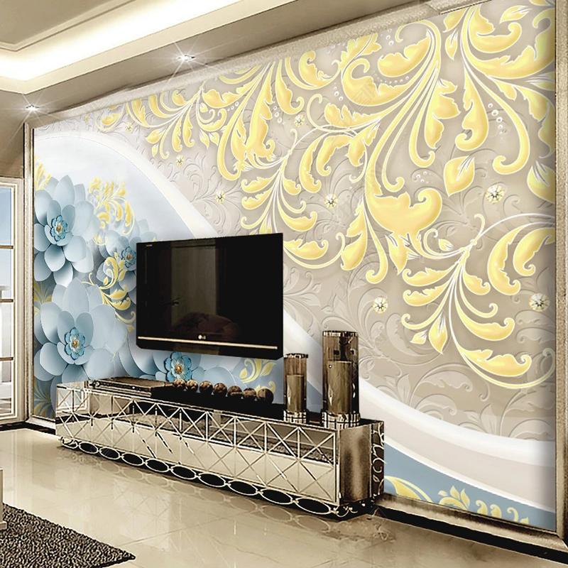 European Embossed Flower Mural Custom 3D Wall Fresco Wallpaper Living Room Sofa Bedroom Background Wall Home Decor Papier Peint