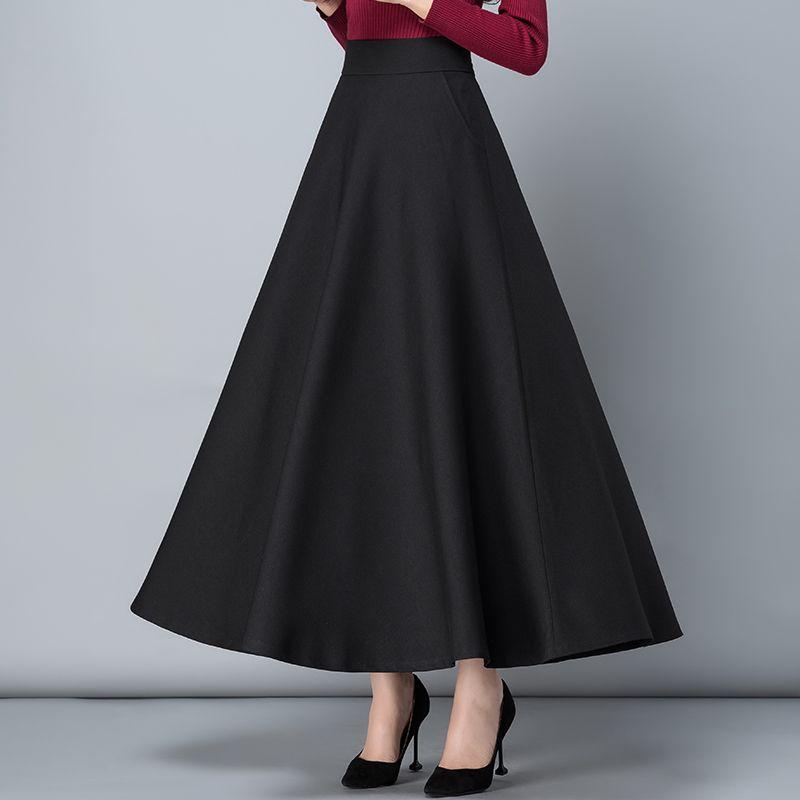 Herbst- und Winterrock Damen Ethnischer Stil Druck Hoher Bund A-Linie Rock Mittellang Großer Schwingender Rock Tanzender Winterrock