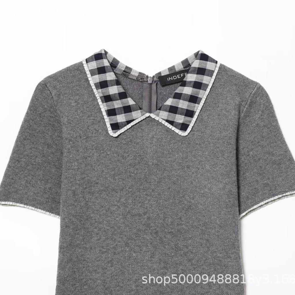 Women's new European and American French design neckline splicing casual dress