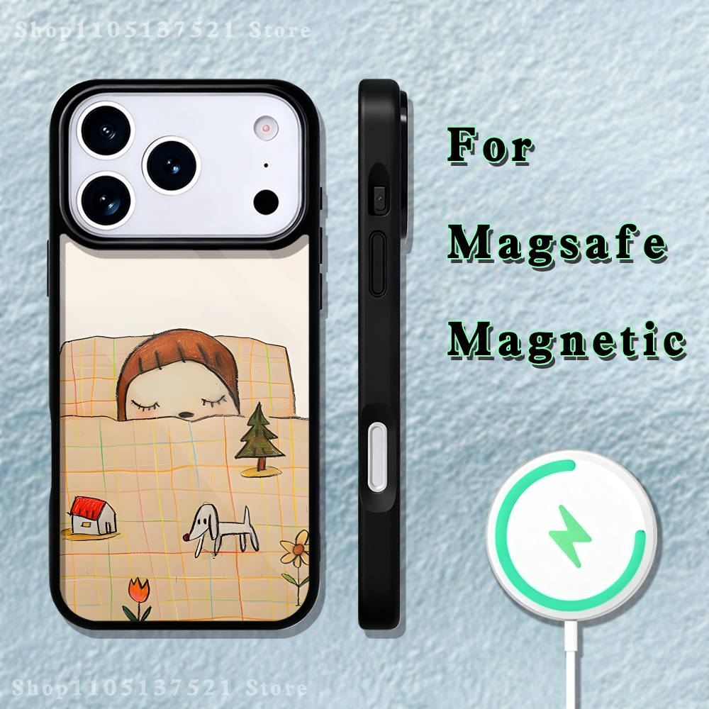 Cute Y-Yoshitomo N-Nara Phone Case  For iPhone 17,16,15,14,13,12,11,Pro,Max,Plus,Mini,SE4,E Magnetic Magsafe Wireless Charging