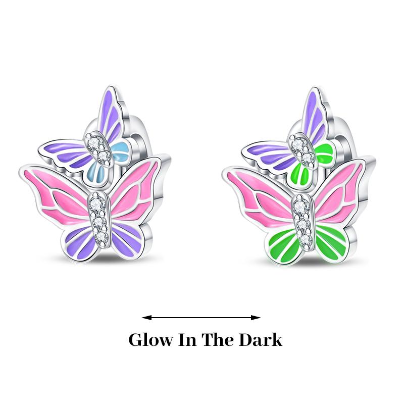 925 Silver Plated Fireflies Butterfly Stars Luminous Charms Beads Fit 3mm 925 Original Bracelets DIY Jewelry Gift