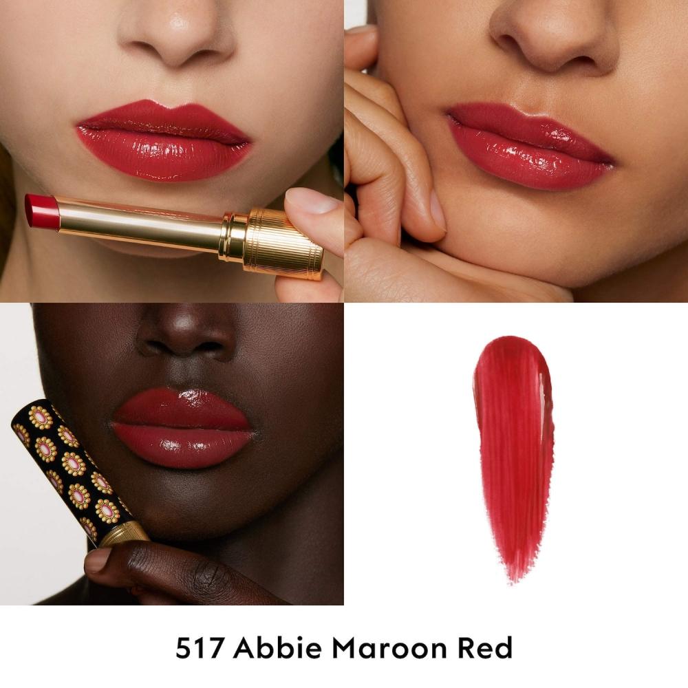 Gucci Glow   Care Shine Lipstick 0.06 Oz  1.8 Ml 517 Abbie Maroon Red Cherry Red