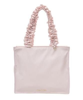 Maison De FLEUR Side Pocket Frill Handle Square Tote Bag, Grayish Pink, 08000223500