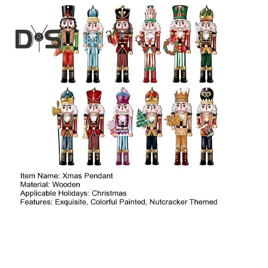 Nutcracker Soldier Pendant Wooden Nutcracker Hanging Ornament Painted Festive Decoration for Christmas Tree New Year Gifts Party Decor