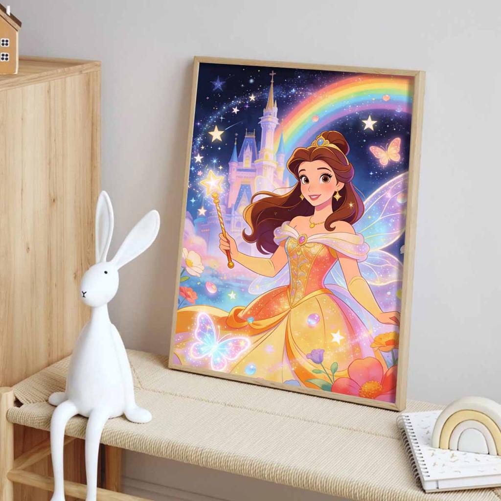 Disney Themed Diamond Painting Kit Princess Fairytale Magic Handmade Diy Beginners Craft Lovers Home Decoration