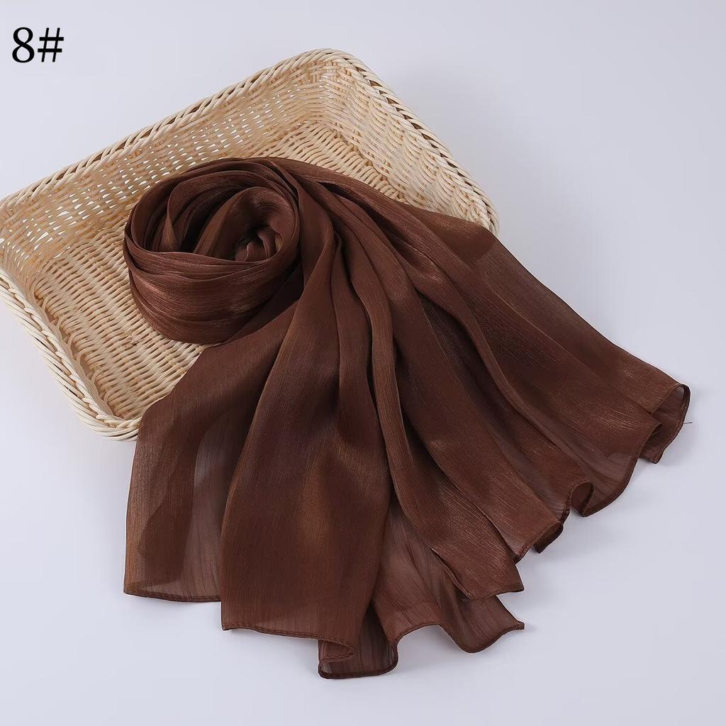 35 Colors Women Hijab Scarf Shiny Muslim Long Scarves Light Weight Soft Turban Shawl Organza Satin Shimmer Scarf