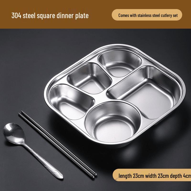 316 Stainless Steel 3-Compartment Lunch Box with Lid